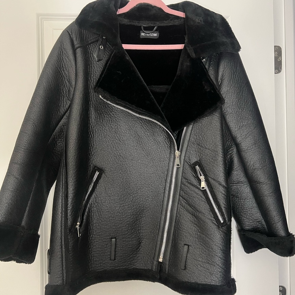 Black Oversized PU Aviator